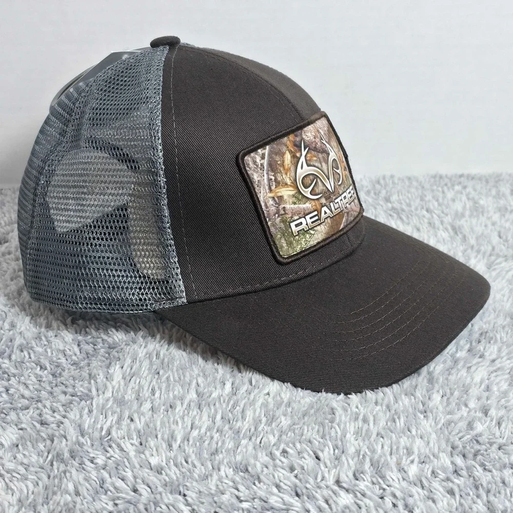 Realtree Antler Logo‎ Camo Patch Mesh Trucker Snapback Hat Cap Brown Hunting NWT